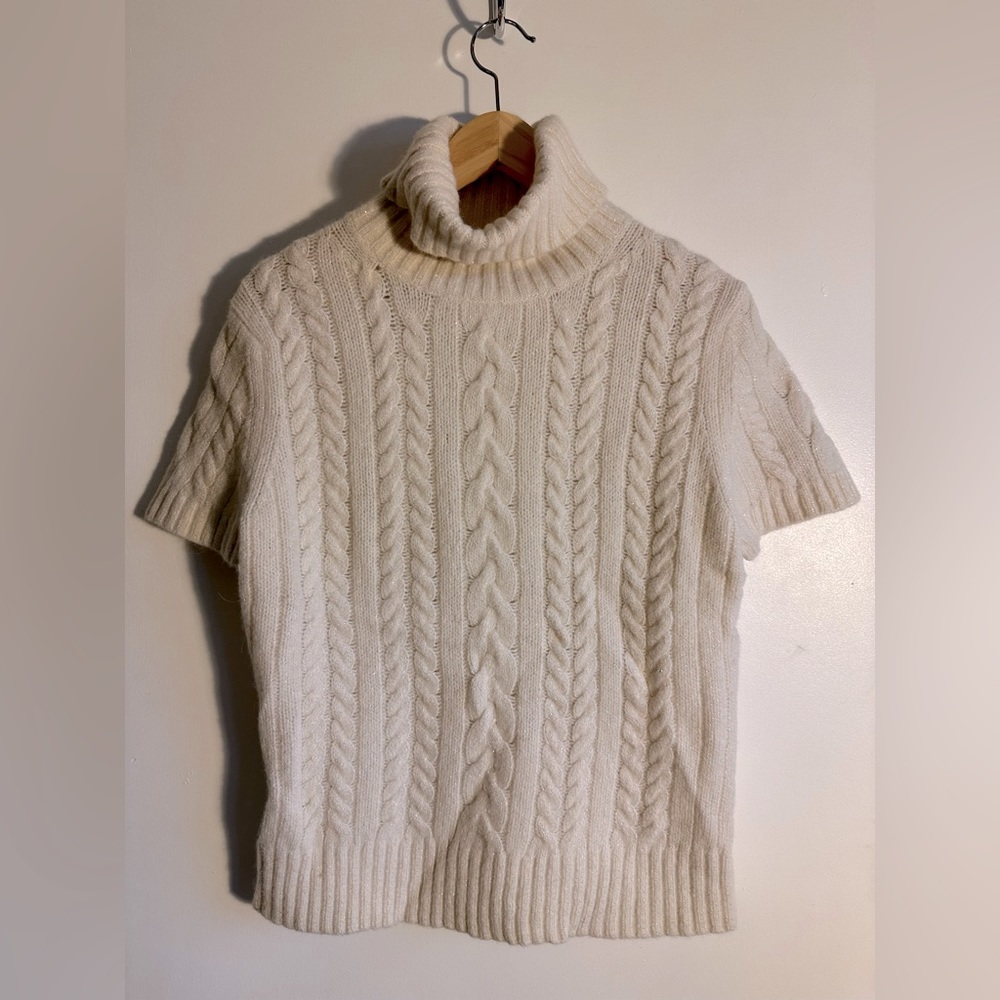 Banana Republic cream short sleeve, turtleneck sweater.